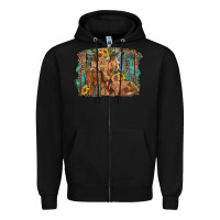 Black highland cow family cattle and calf with sunflower and turquoise backg Zipper Hoodie - RanaPortraitStore