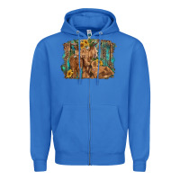 True Royal highland cow family cattle and calf with sunflower and turquoise backg Zipper Hoodie - RanaPortraitStore
