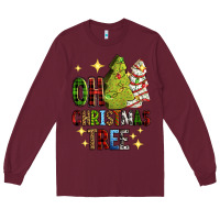 Burgundy Oh Christmas tree Christmas cake Long Sleeve Tee - RanaPortraitStore