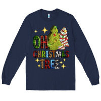 Navy Oh Christmas tree Christmas cake Long Sleeve Tee - RanaPortraitStore