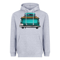 Heather Grey western truck back view Heavyweight Hoodie - FaDigitalArtStudio