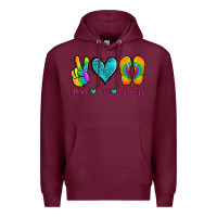 Burgundy peace love flips flops Premium Hoodie - Jasminsmagicworld