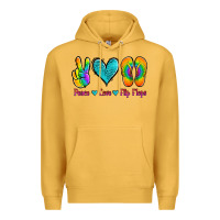 Mustard peace love flips flops Premium Hoodie - Jasminsmagicworld