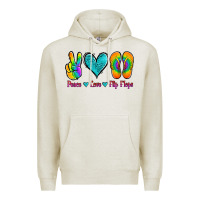 Oatmeal Heather peace love flips flops Premium Hoodie - Jasminsmagicworld