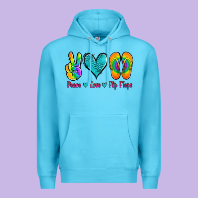 Peace Love Flips Flops Premium Hoodie Designed By Jasminsmagicworld