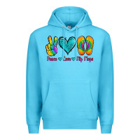 Ocean Blue peace love flips flops Premium Hoodie - Jasminsmagicworld