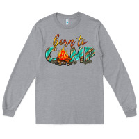 Heather Grey born to camp Long Sleeve Tee - texasbilliewilder