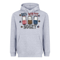 Heather Grey red white boozy Heavyweight Hoodie - CowhideDigitalArt