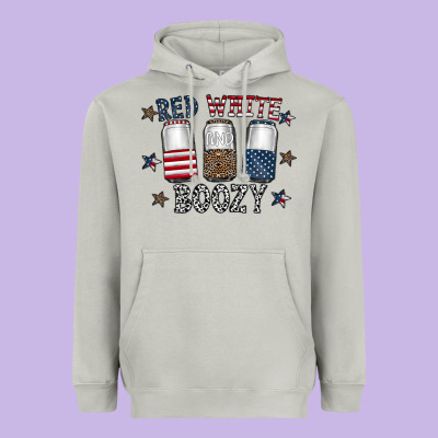 Red White Boozy Heavyweight Hoodie Designed By Cowhidedigitalart