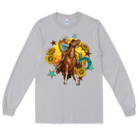 Moon Dust bucking horse with cowboy and sunflower Long Sleeve Tee - texasbilliewilder