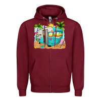 Burgundy summer caravan Zipper Hoodie - texasbilliewilder