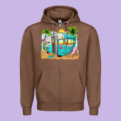 Summer Caravan Zipper Hoodie Designed By Texasbilliewilder