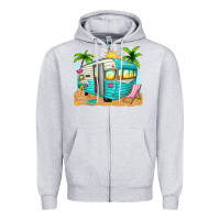 Heather Grey summer caravan Zipper Hoodie - texasbilliewilder