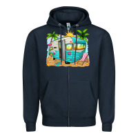 Navy summer caravan Zipper Hoodie - texasbilliewilder