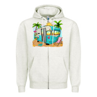 Oatmeal Heather summer caravan Zipper Hoodie - texasbilliewilder