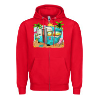 Red summer caravan Zipper Hoodie - texasbilliewilder