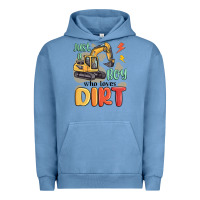Pigment Pebble Blue just a boy who loves dirt Urban Hoodie - MaliasSmallBusiness