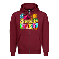Burgundy summer camping Zipper Hoodie - texasbilliewilder