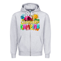 Heather Grey summer camping Zipper Hoodie - texasbilliewilder