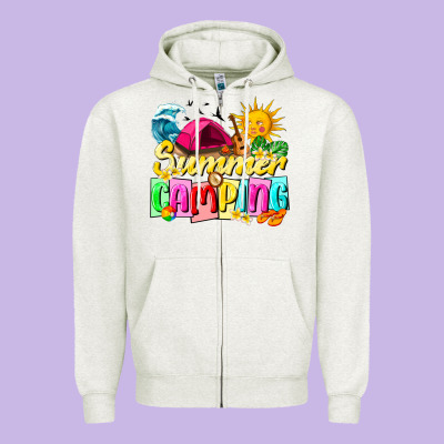 Summer Camping Zipper Hoodie Designed By Texasbilliewilder