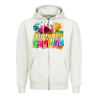 Oatmeal Heather summer camping Zipper Hoodie - texasbilliewilder