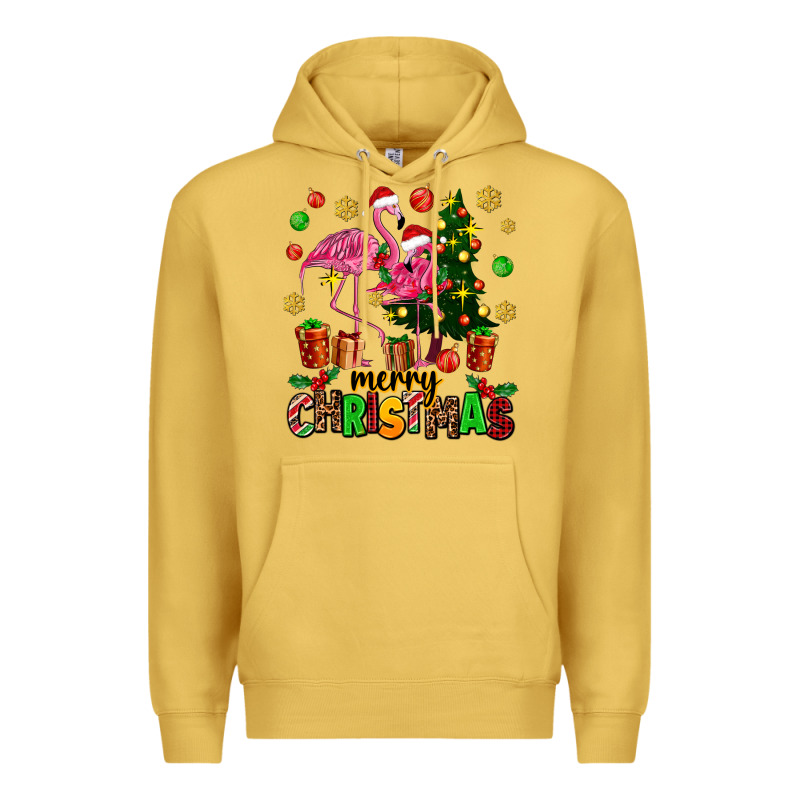 Flamingo Merry Christmas Premium Hoodie by AdoDesignShop | Teevron
