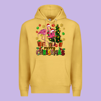 Flamingo Merry Christmas Premium Hoodie Designed By Adodesignshop