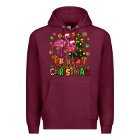 Burgundy flamingo merry christmas Premium Hoodie - AdoDesignShop