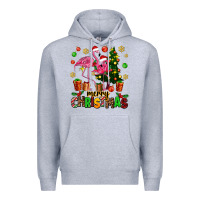 Heather Grey flamingo merry christmas Premium Hoodie - AdoDesignShop