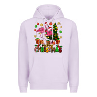 Lilac flamingo merry christmas Premium Hoodie - AdoDesignShop