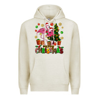 Oatmeal Heather flamingo merry christmas Premium Hoodie - AdoDesignShop