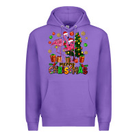 Purple flamingo merry christmas Premium Hoodie - AdoDesignShop