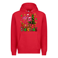 Red flamingo merry christmas Premium Hoodie - AdoDesignShop