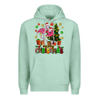 Seafoam flamingo merry christmas Premium Hoodie - AdoDesignShop