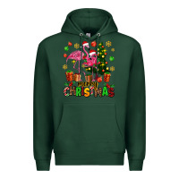 Sports Green flamingo merry christmas Premium Hoodie - AdoDesignShop