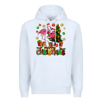 White flamingo merry christmas Premium Hoodie - AdoDesignShop