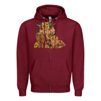Burgundy highland cow family Zipper Hoodie - RanaPortraitStore