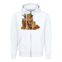 White highland cow family Zipper Hoodie - RanaPortraitStore