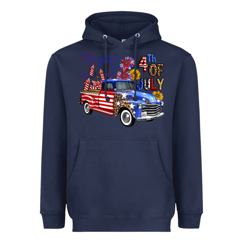 Western Truck Fourth Of July America Heavyweight Hoodie by FaDigitalArtStudio | Teevron