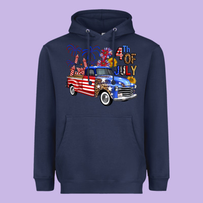 Western Truck Fourth Of July America Heavyweight Hoodie Designed By Fadigitalartstudio