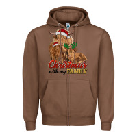 Chestnut christmas with my family highland cow cattle and calves Zipper Hoodie - RanaPortraitStore