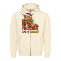 Sandshell christmas with my family highland cow cattle and calves Zipper Hoodie - RanaPortraitStore