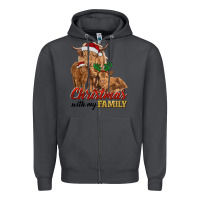 Smoke christmas with my family highland cow cattle and calves Zipper Hoodie - RanaPortraitStore