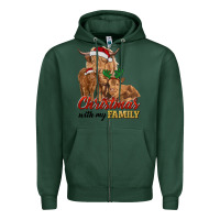 Sports Green christmas with my family highland cow cattle and calves Zipper Hoodie - RanaPortraitStore