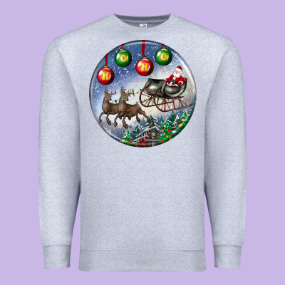 Santa Claus With Deer Christmas Ornament Premium Sweatshirt Designed By Bundleandbundleshop