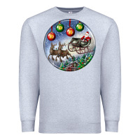 Heather Grey santa claus with deer christmas ornament Premium Sweatshirt - BundleAndBundleShop