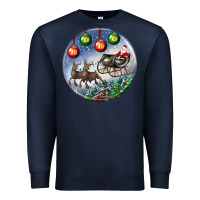 Navy santa claus with deer christmas ornament Premium Sweatshirt - BundleAndBundleShop