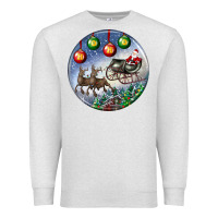 Oatmeal Heather santa claus with deer christmas ornament Premium Sweatshirt - BundleAndBundleShop