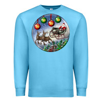 Ocean Blue santa claus with deer christmas ornament Premium Sweatshirt - BundleAndBundleShop