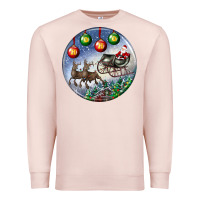 Pale Pink santa claus with deer christmas ornament Premium Sweatshirt - BundleAndBundleShop
